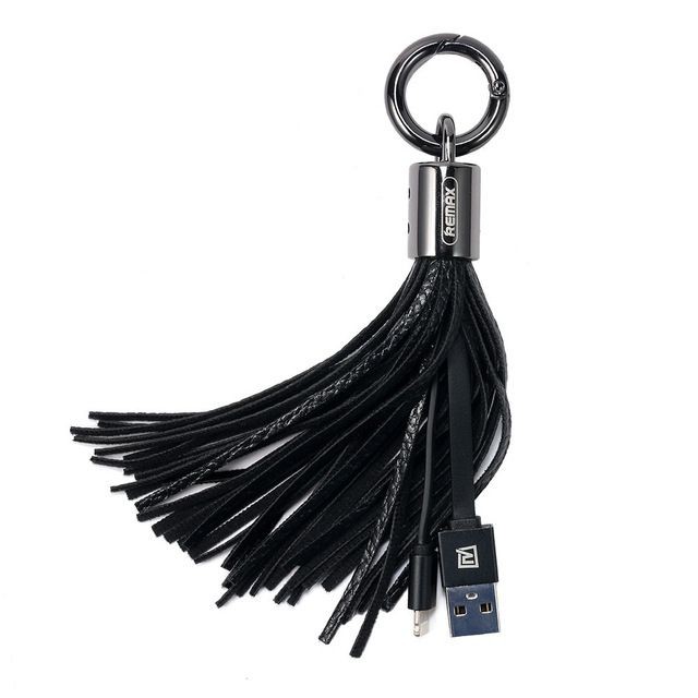 Oryginalny Kabel Brelok Remax Ring Skórzany USB - Lightning Black