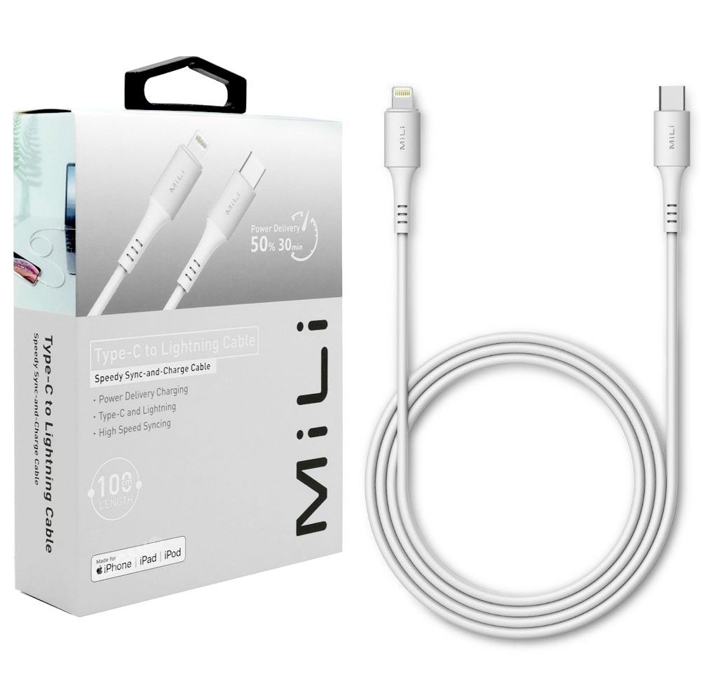 Mili | Kabel Lightning USB-C Power Delivery 100cm | MFI | Biały