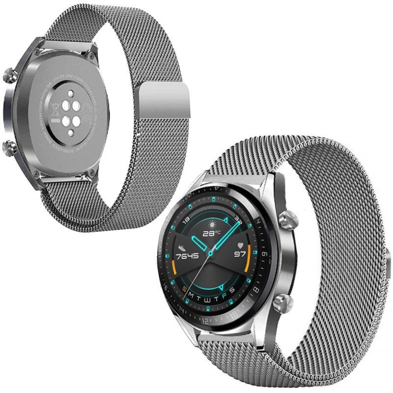 Huawei Watch GT 2 | Pasek Siatka Milanese Mesh Band | Silver