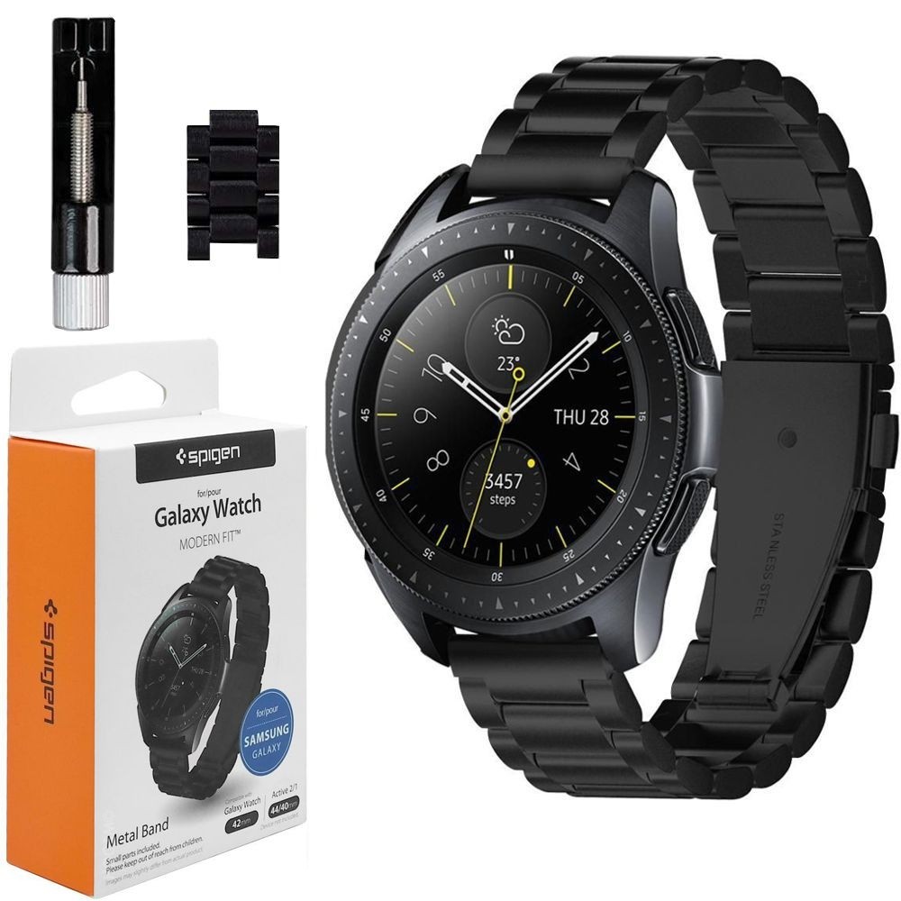 Samsung Galaxy Watch 42mm | SPIGEN Modern Fit | Stalowa Bransoleta Pasek | Black