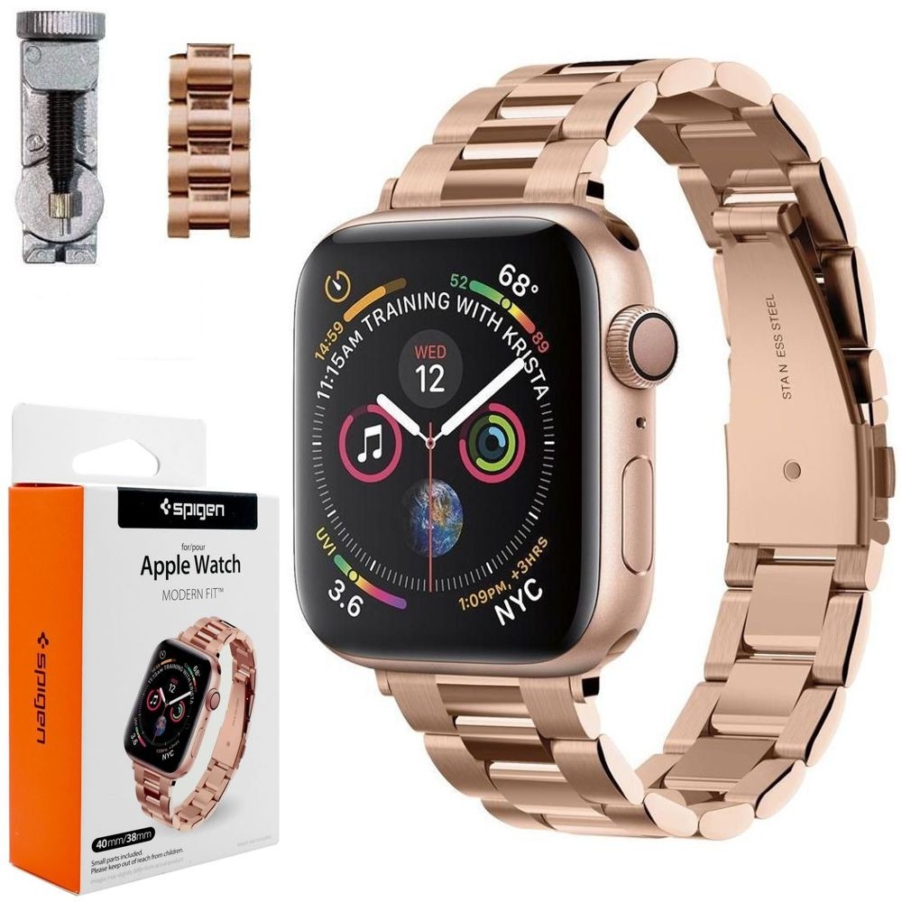 Apple Watch 4/5/6/SE 40mm | SPIGEN Modern Fit | Stalowa Bransoleta Pasek | Rose Gold