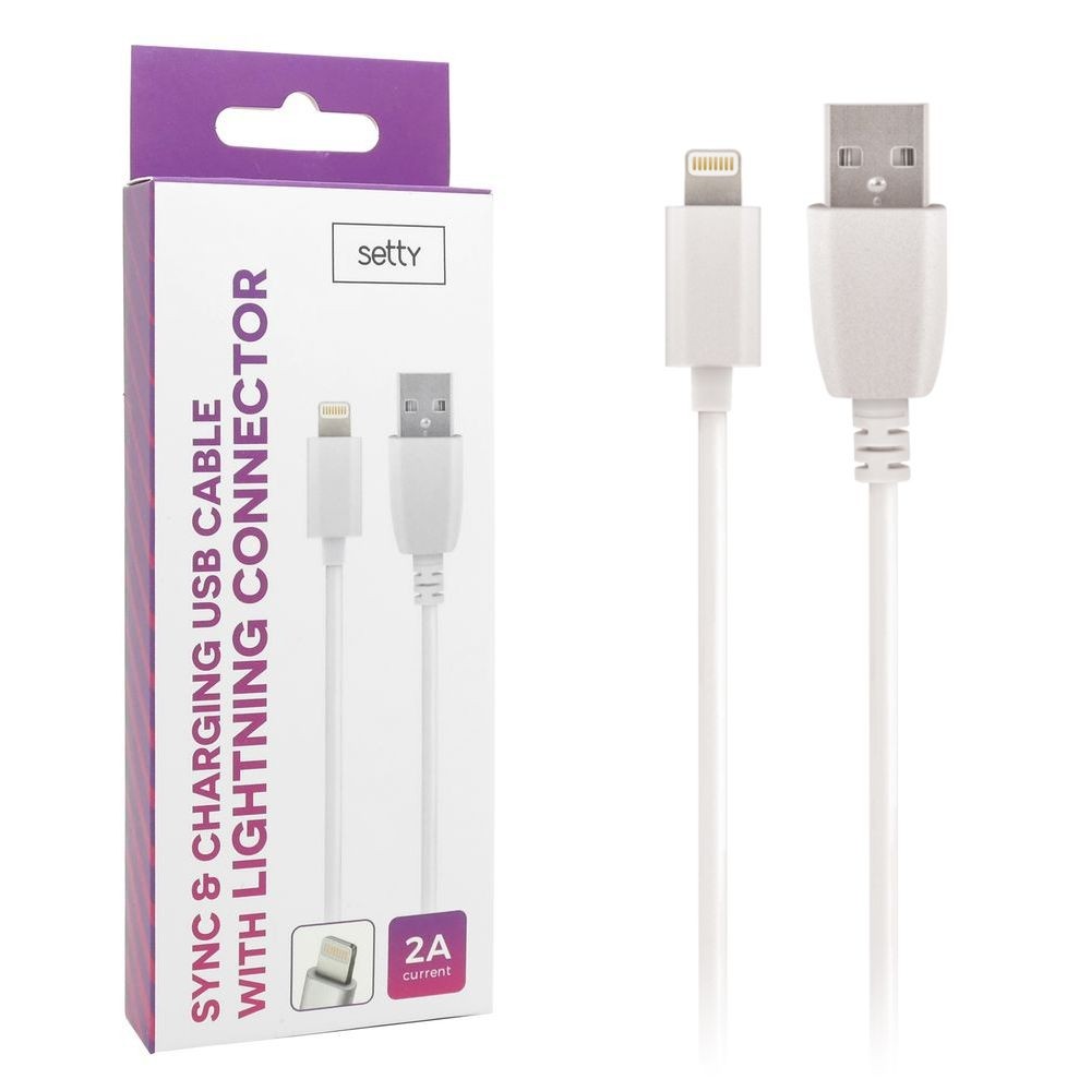 Setty | Kabel USB Apple Lightning 2A | 100cm | Biały