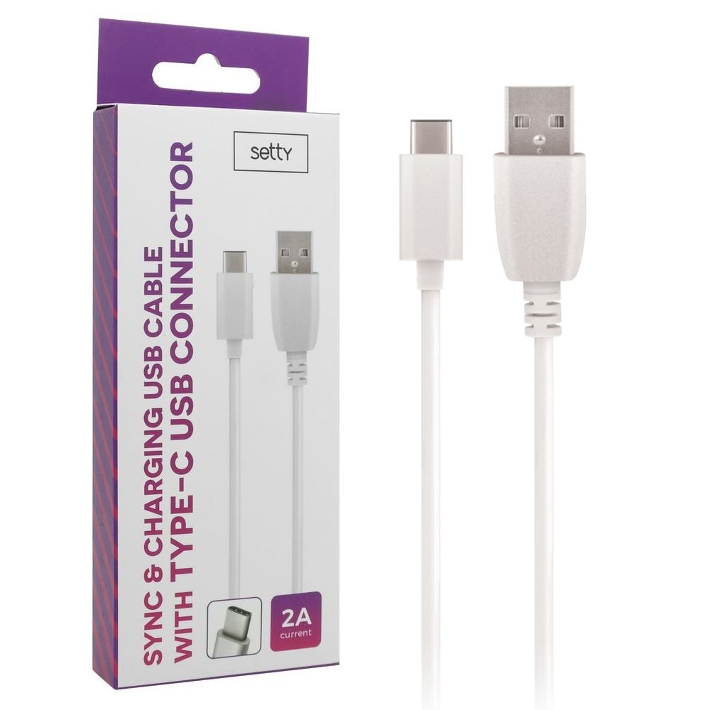 Setty | Kabel USB-C 2A | 100cm | Biały