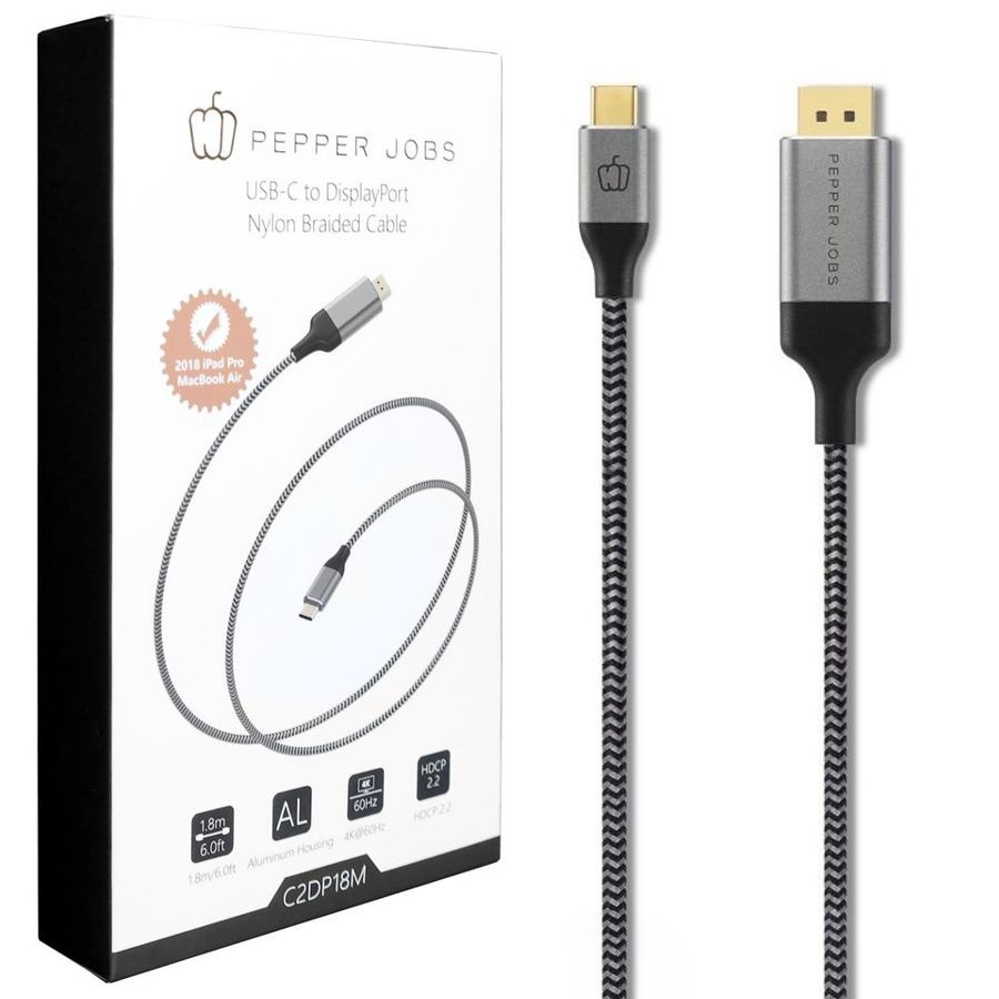 Pepper Jobs | Kabel USB-C Thunderbolt 3 na DP DisplayPort | 180cm