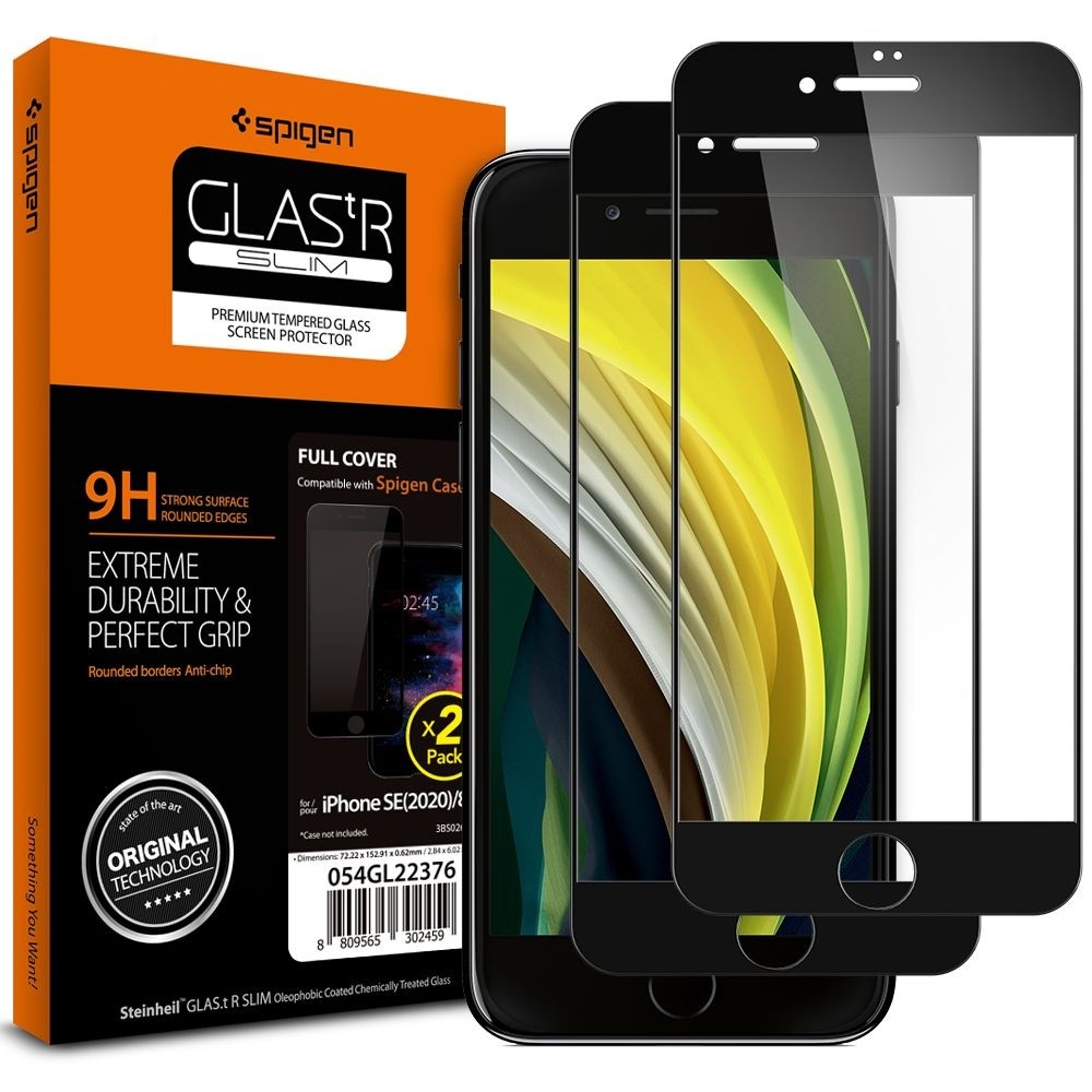 Szkło Hartowane SPIGEN GLAS.tR Slim | Full Cover | 2szt do Apple iPhone SE 2022 / 2020