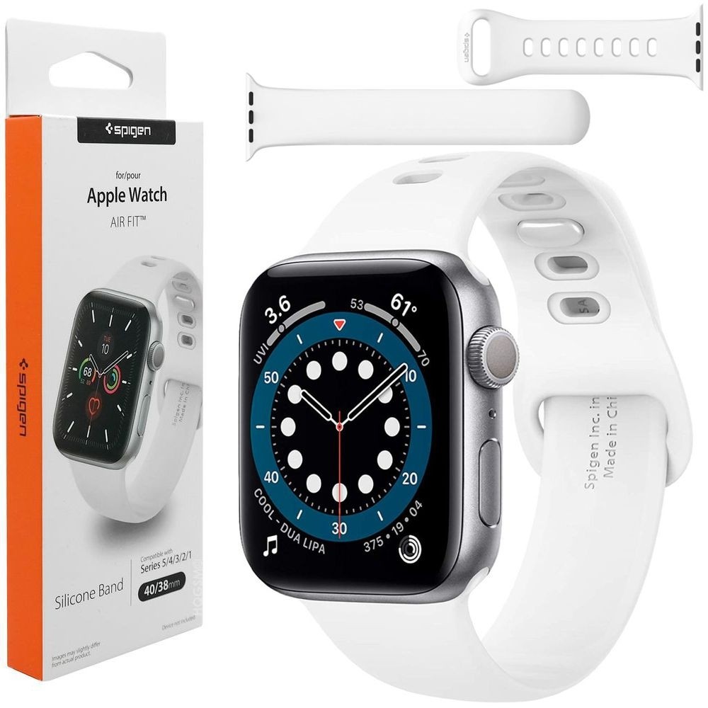 Silikonowy Pasek SPIGEN Air Fit | White do Apple Watch 4/5/6/SE 40mm
