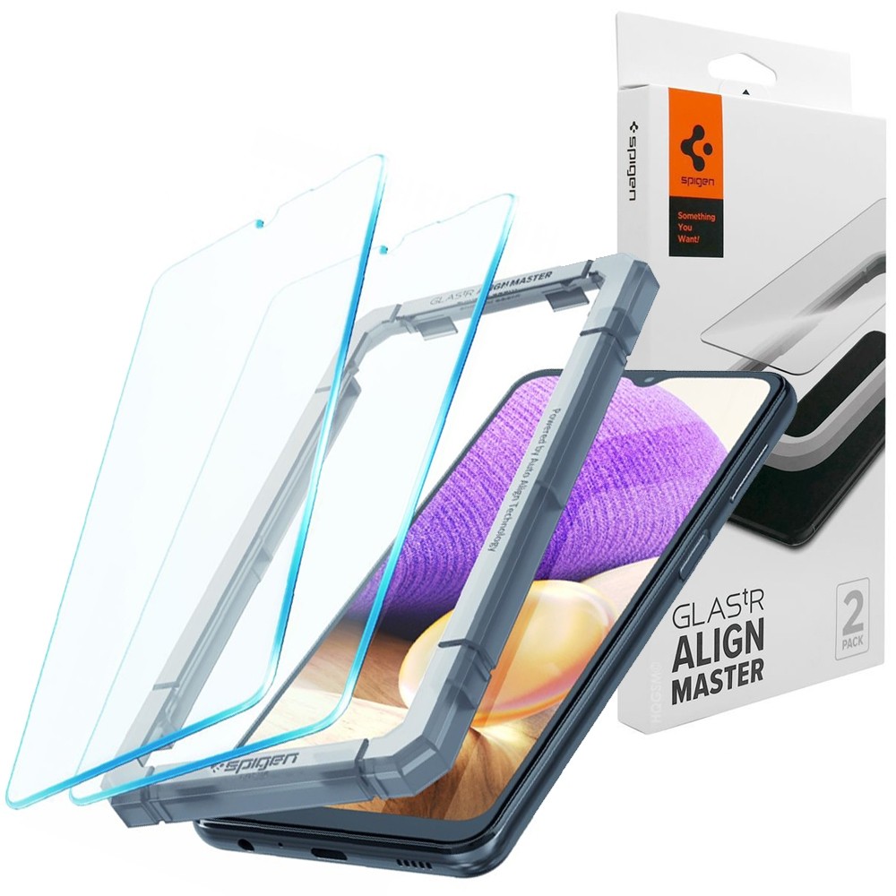 Szkło Hartowane SPIGEN GLAS.tR Align Master | 2szt + Ramka Instalacyjna do Samsung Galaxy A32 5G
