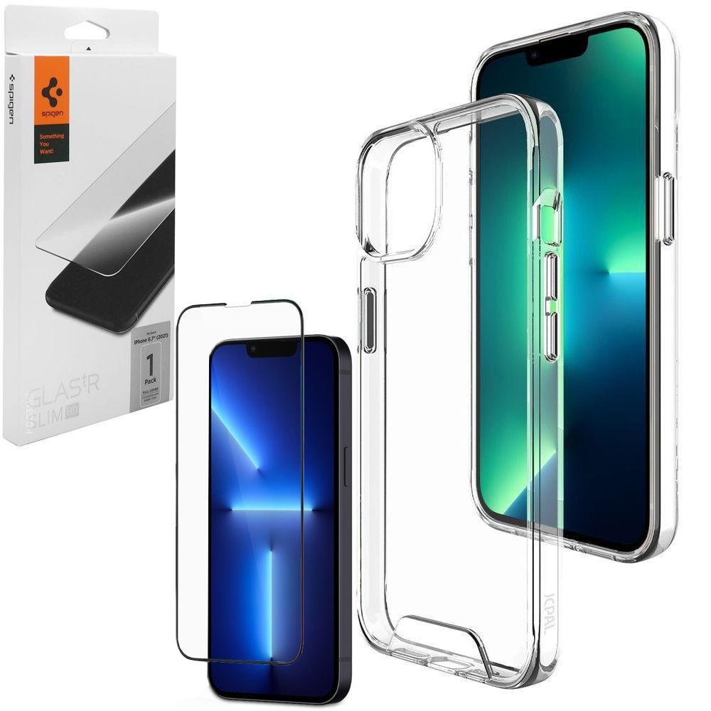 Etui JCPAL DualPro Case | Crystal Clear + SZKŁO Spigen do Apple iPhone 13 Pro Max