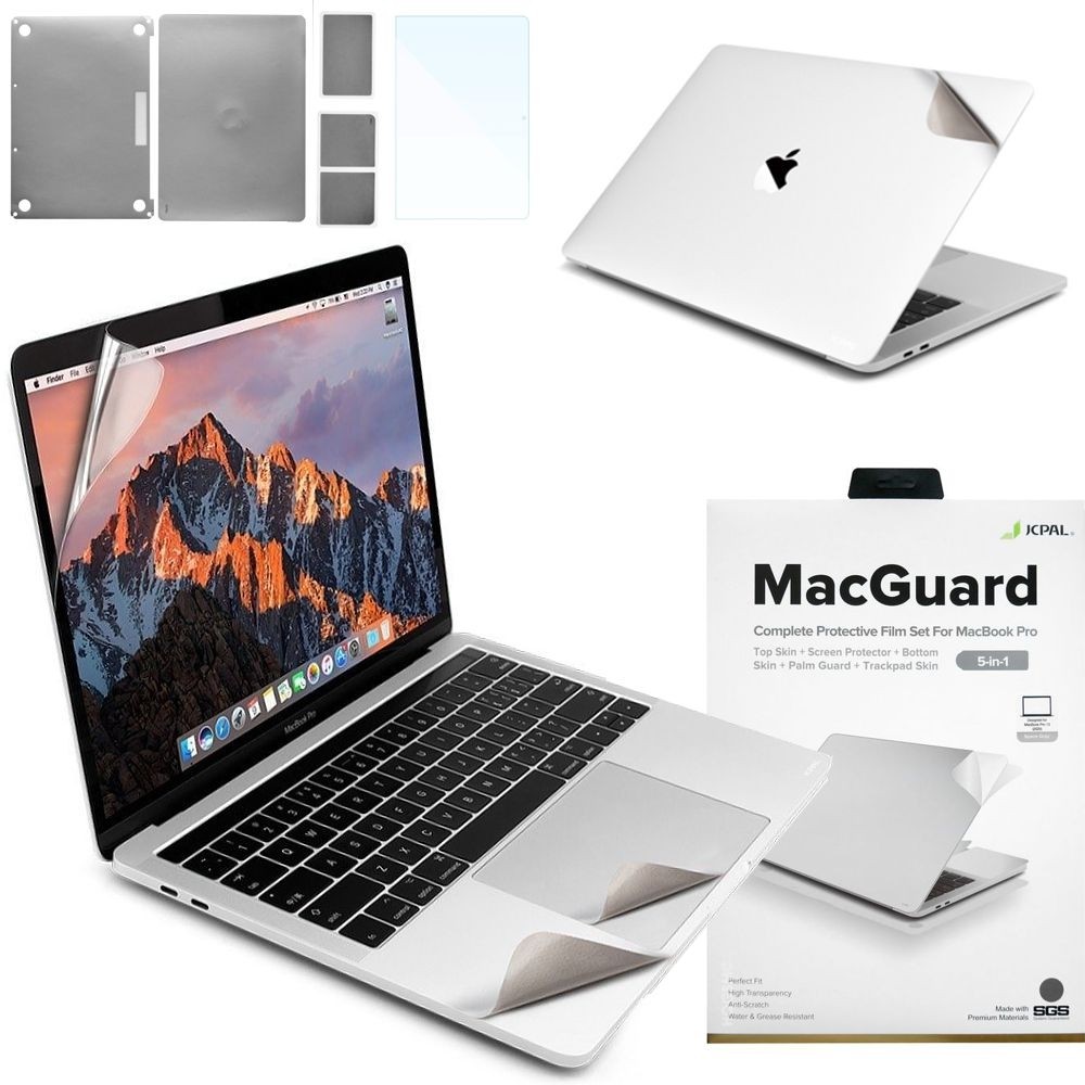 JCPal MacGuard | 5x Folia Ochronna | Ekran Klapa Spód Trackpad Palm | Space Gray do Apple MacBook Pro 13 2020