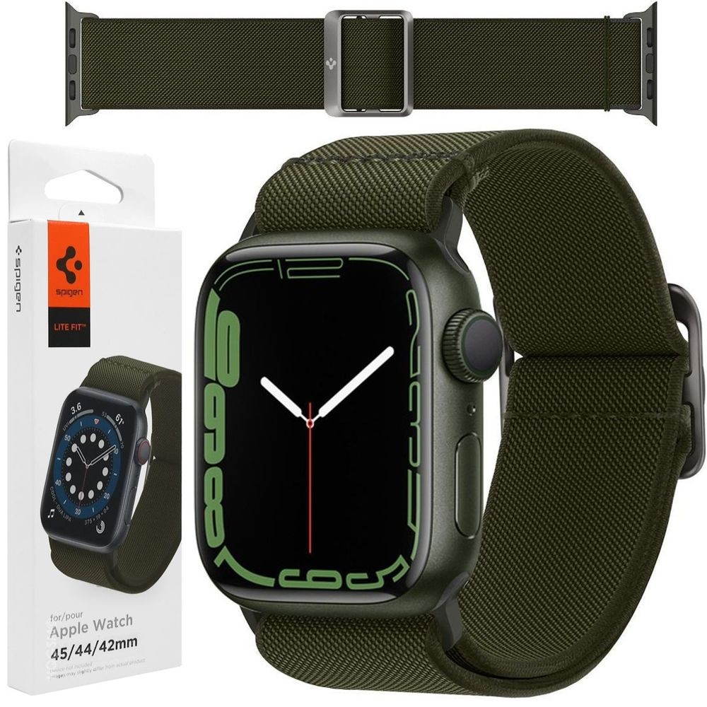 SPIGEN Fit Lite | Elastyczny Pasek | Khaki do Apple Watch 7 45mm