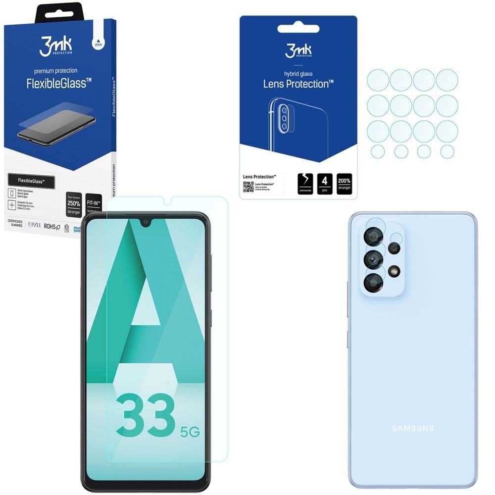 SZKŁO 3mk Flexible Glass + Lens Protection | 4szt do Samsung Galaxy A33 5G