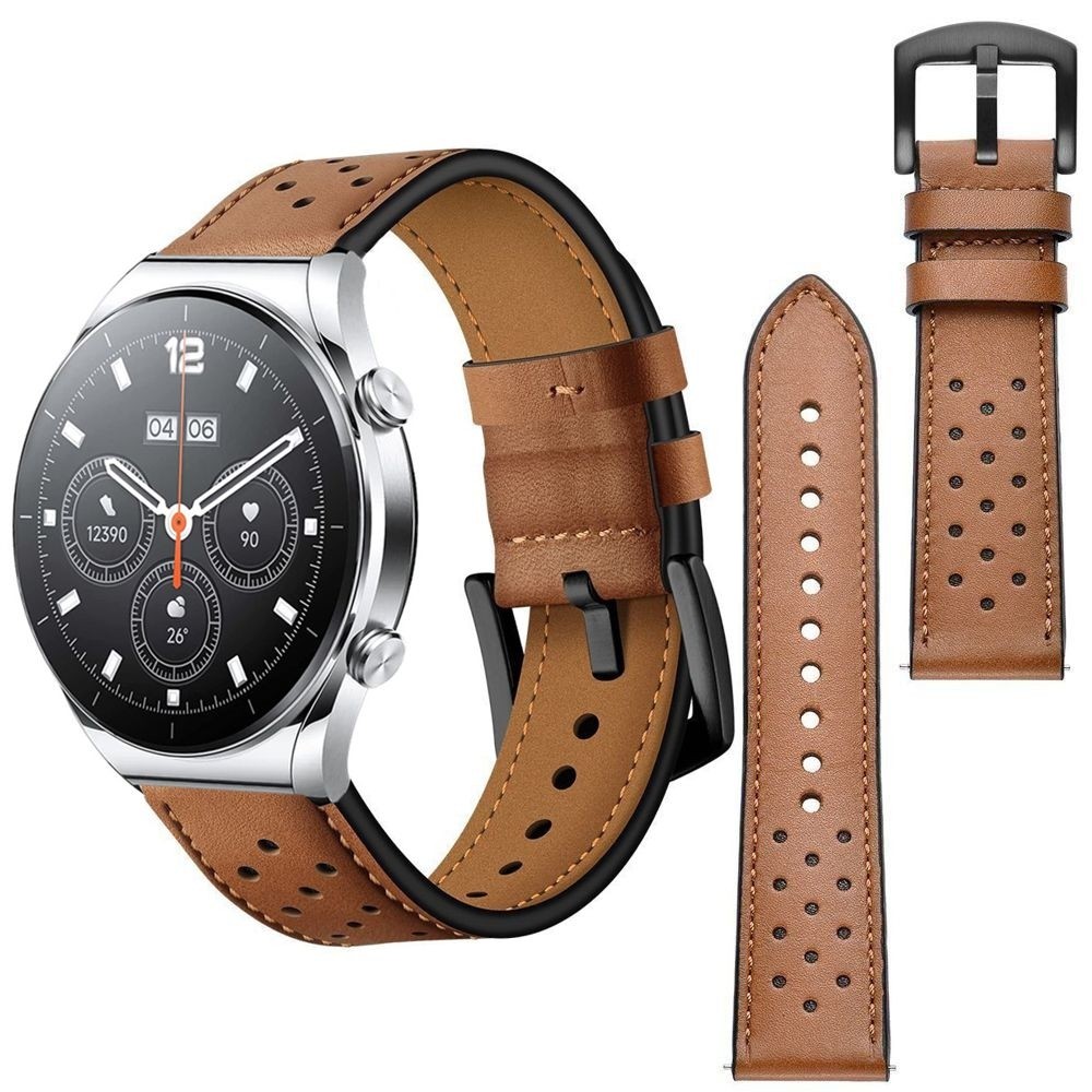 Skórzany Pasek Leather Strap Stitch | Brązowy do Xiaomi Watch S1 / Active