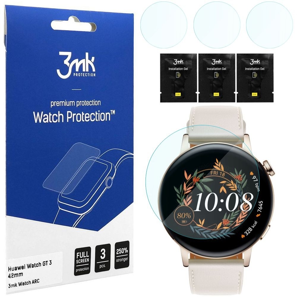 3x Folia Hybrydowa 3mk Watch Protection ARC do Huawei Watch GT3 42mm