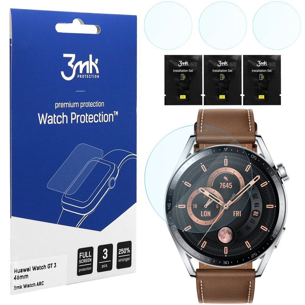 3x Folia Hybrydowa 3mk Watch Protection ARC do Huawei Watch GT3 46mm