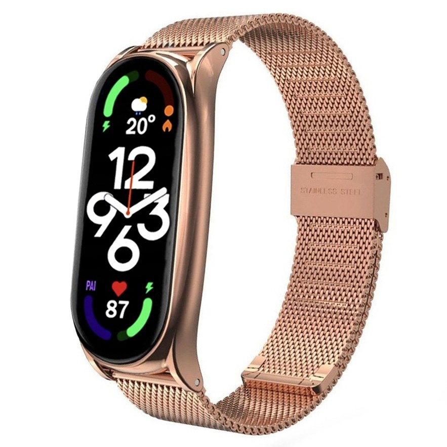 Pasek Siatka Milanese Mesh Band | Rose Gold do Xiaomi Mi Band 7 / NFC