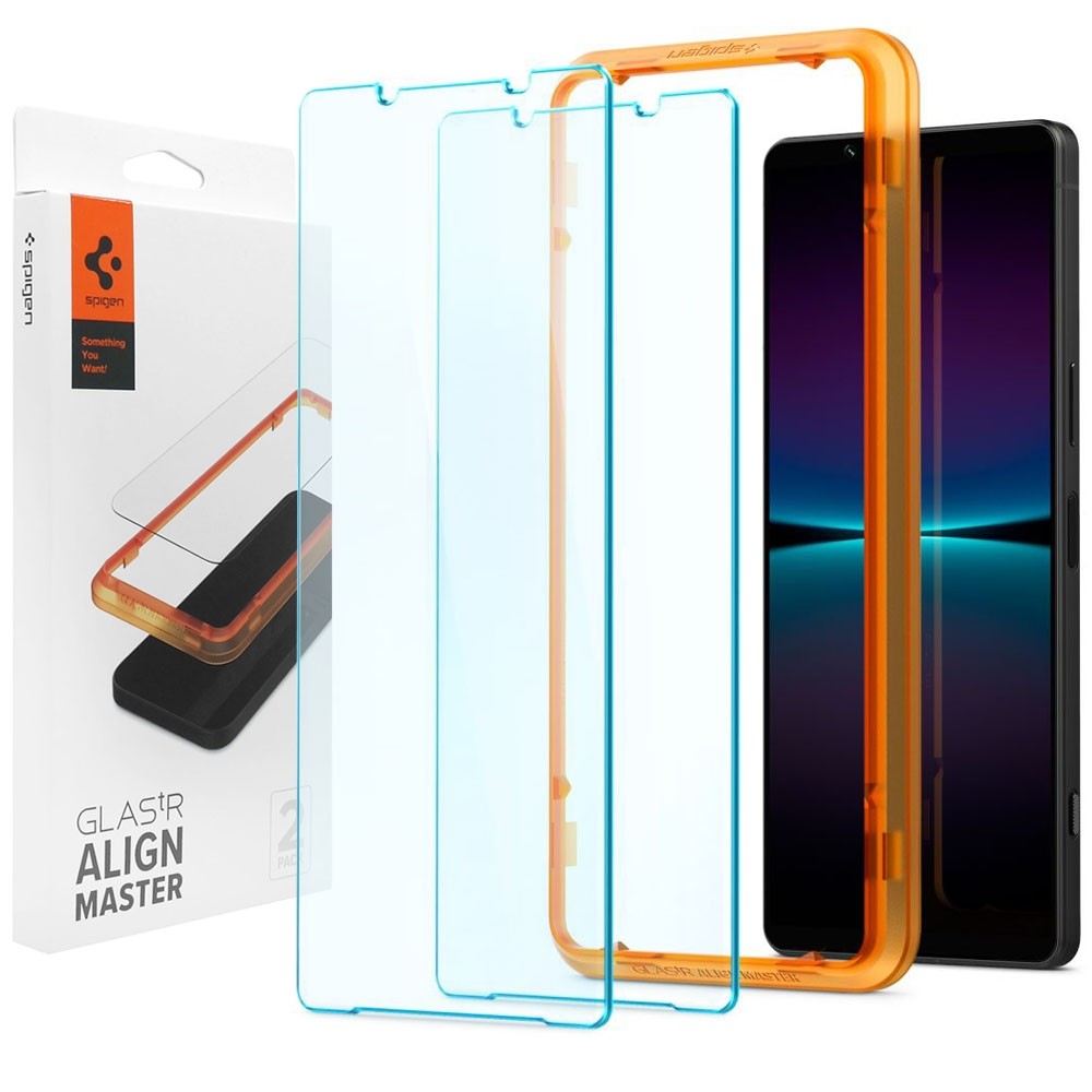 Szkło Hartowane SPIGEN GLAS.tR Align Master | 2szt + Ramka Instalacyjna do Sony Xperia 1 IV