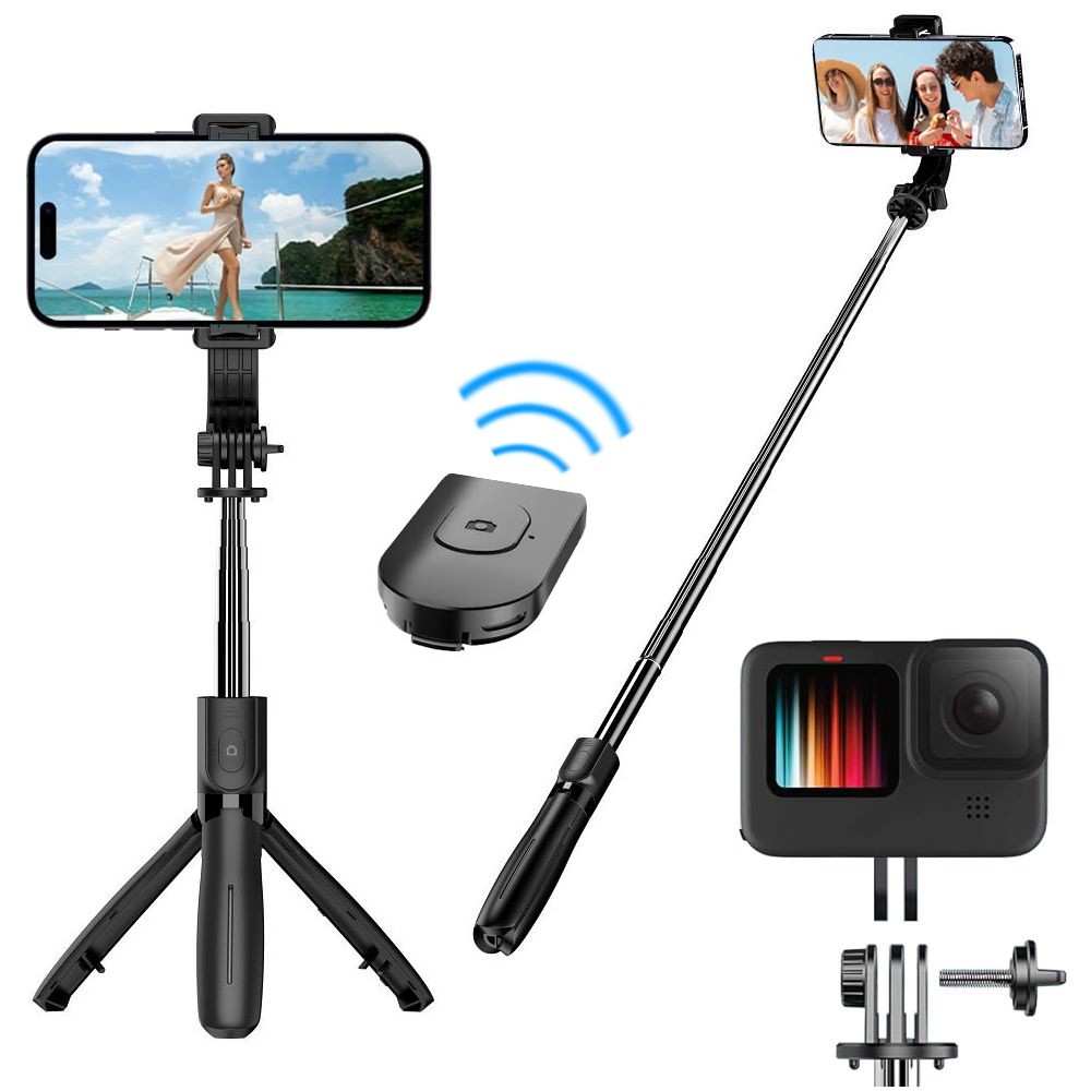 Kompaktowy Selfie Stick Kijek + Statyw Tripod | Pilot Bluetooth do Rolek | 69.5cm