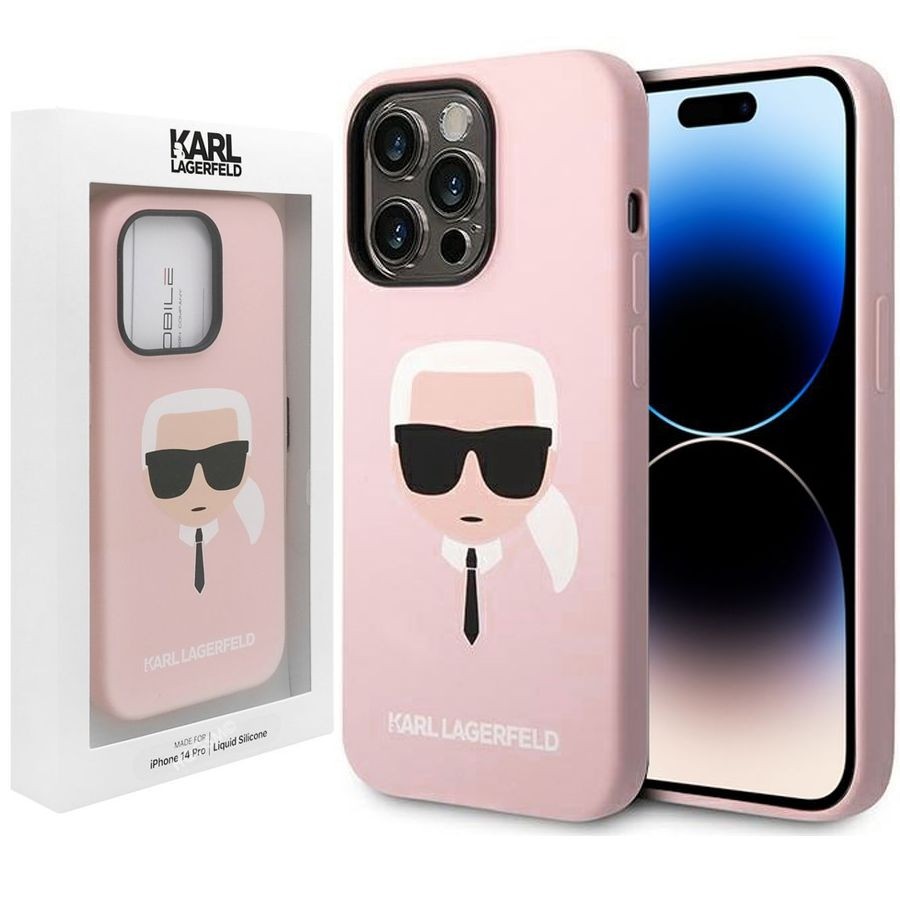 Etui Karl Lagerfeld Silicone | Karl's Head | Pink do Apple iPhone 14 Pro