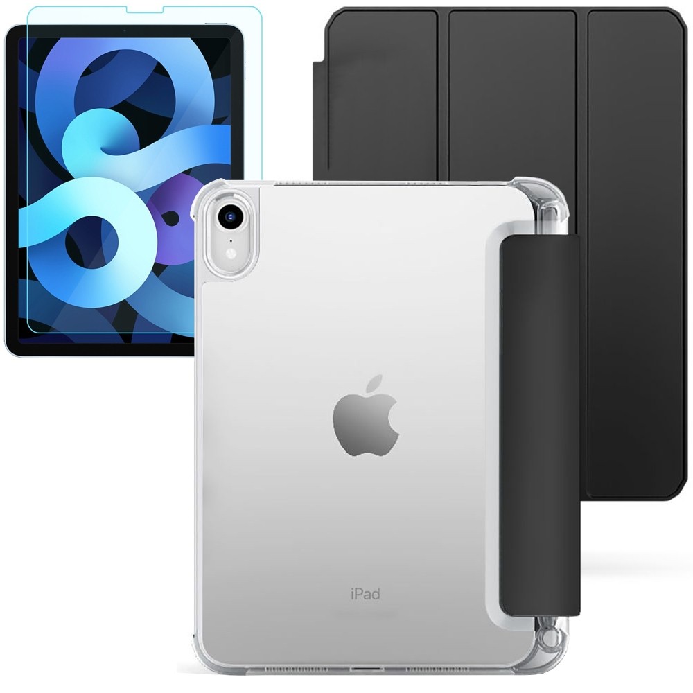 Etui Smart Hybrid z Uchwytem na Rysik | Crystal Black + SZKŁO do Apple iPad Air 5 2022