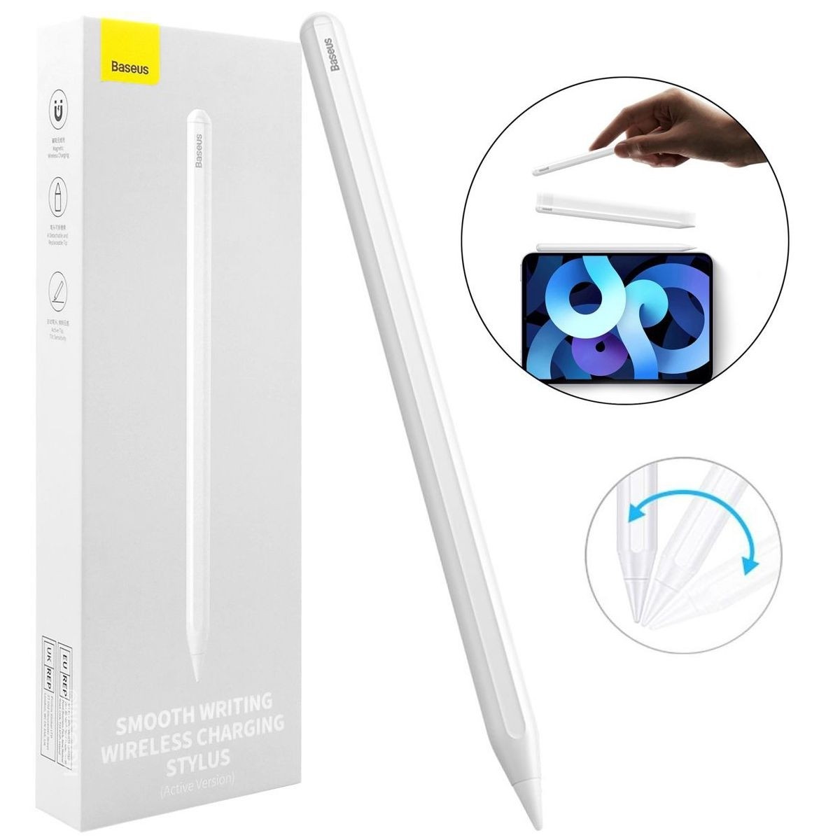 Baseus Pencil 2 | Magnetyczny Bezprzewodowy Rysik + Końcówka | Biały do Apple iPad