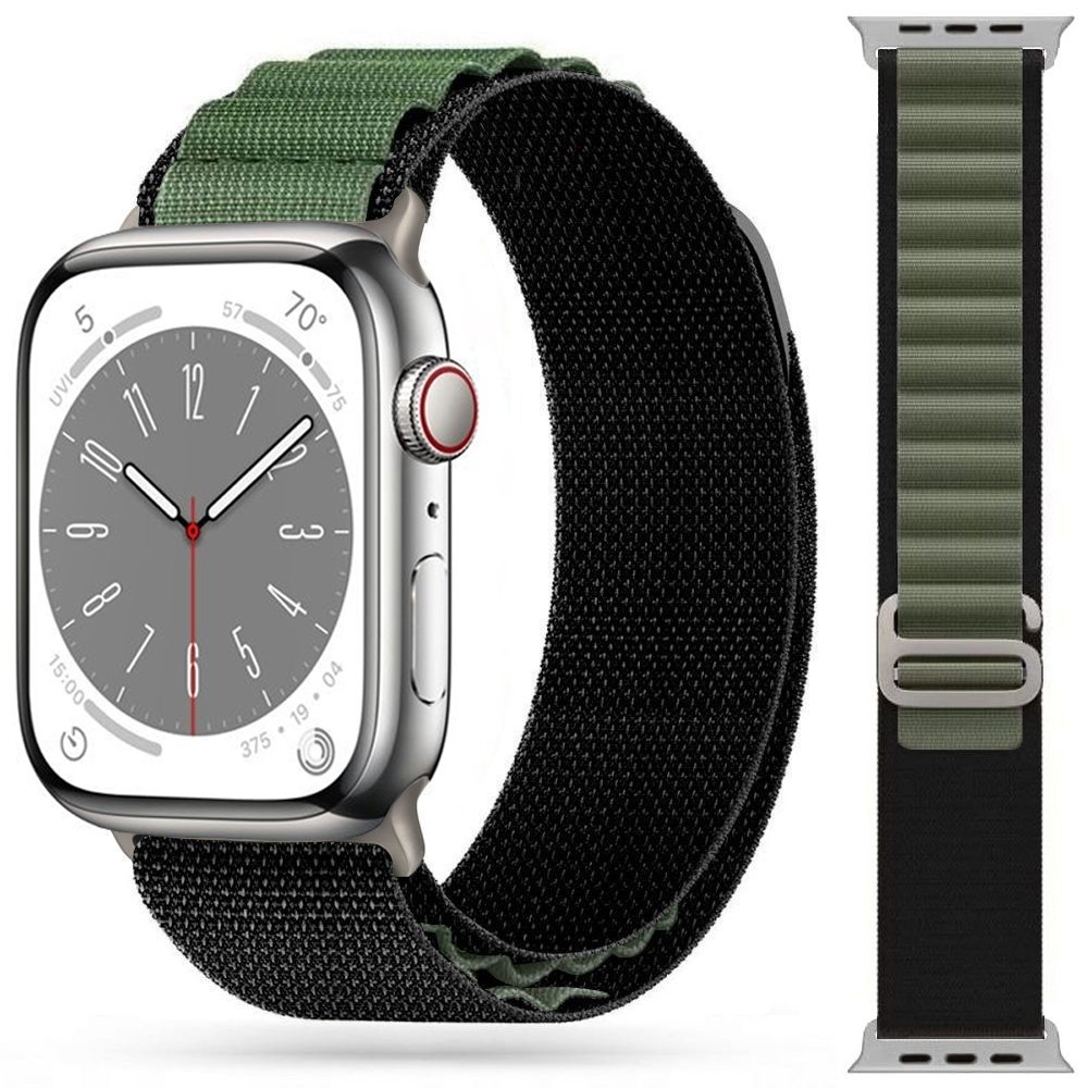 Pasek Nylon LOOP | Black Green do Apple Watch 9/8 45mm