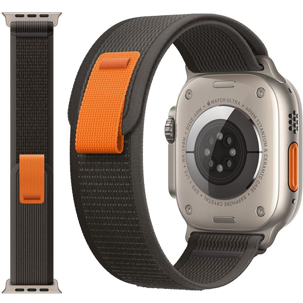 Pasek Velcro Nylon | Black Orange do Apple Watch Ultra 1/2