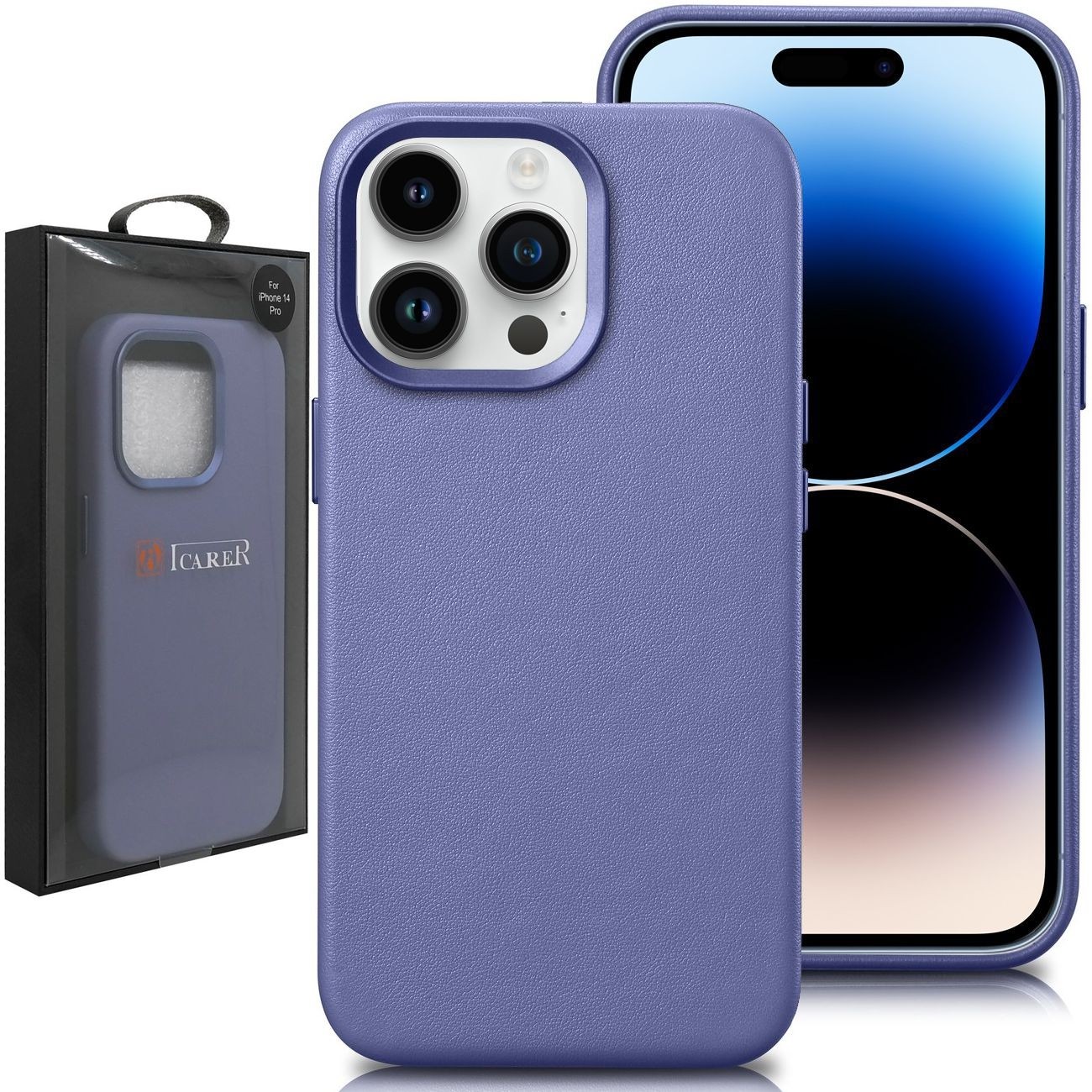 Skórzane Etui iCarer MagSafe Case | Violet do Apple iPhone 14 Pro