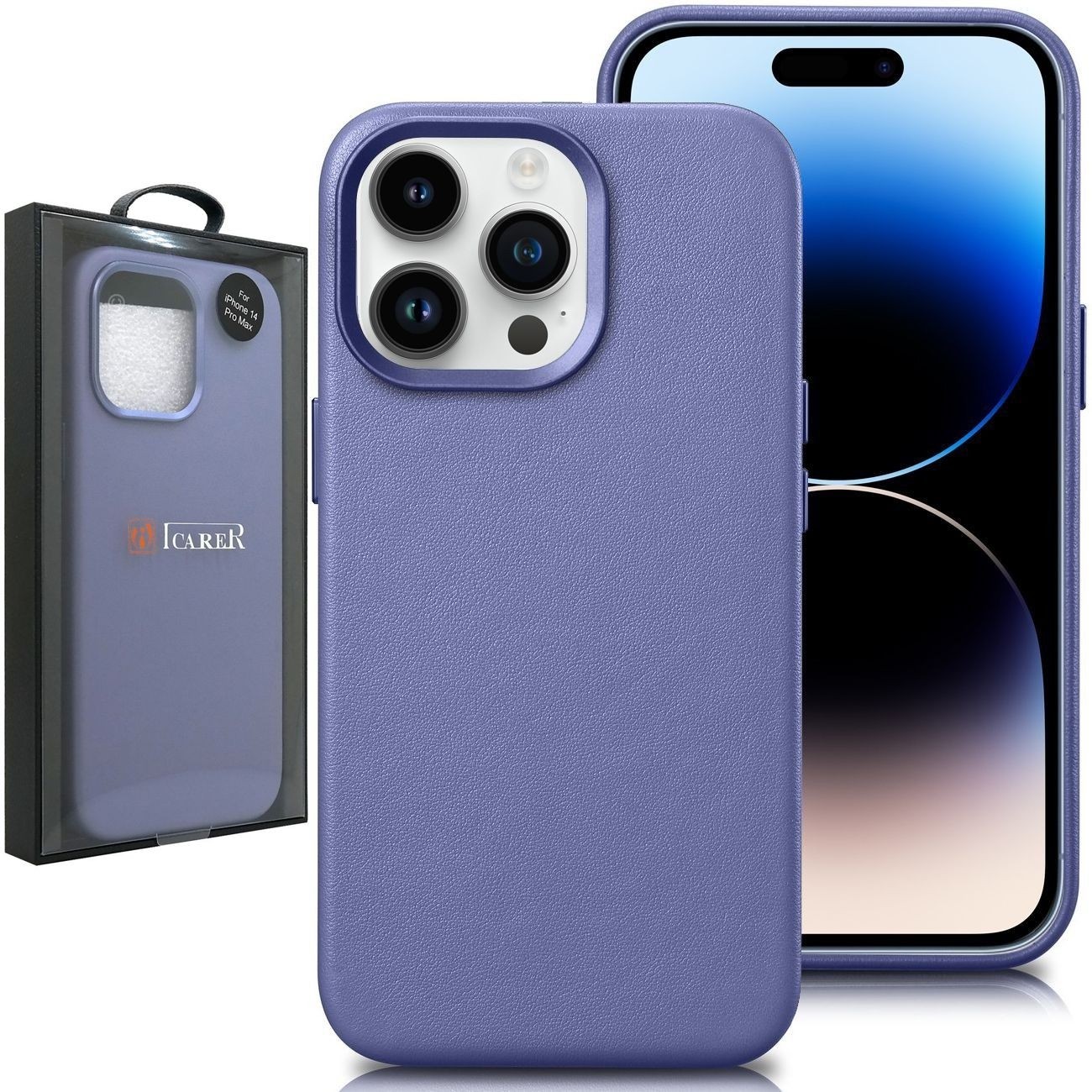 Skórzane Etui iCarer MagSafe Case | Violet do Apple iPhone 14 Pro Max