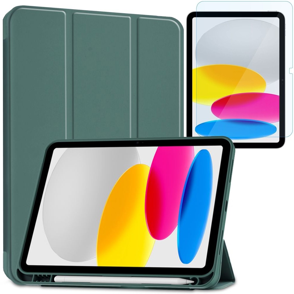 Zamykane Etui Smart Case SC PEN | Zielone + SZKŁO do Apple iPad 10.9 2022 10th gen