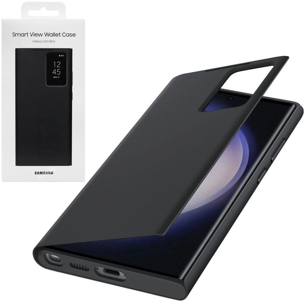 Oryginalne Etui Smart View Wallet Case | Czarne do Samsung Galaxy S23 Ultra