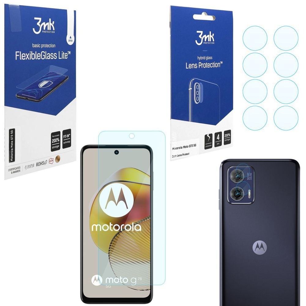 SZKŁO 3mk Flexible Glass Lite + 4x Lens Protection do Motorola Moto G73 5G