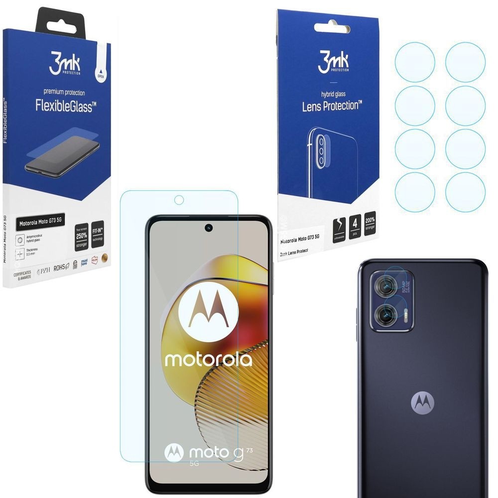 SZKŁO 3mk Flexible Glass + 4x Lens Protection do Motorola Moto G73 5G