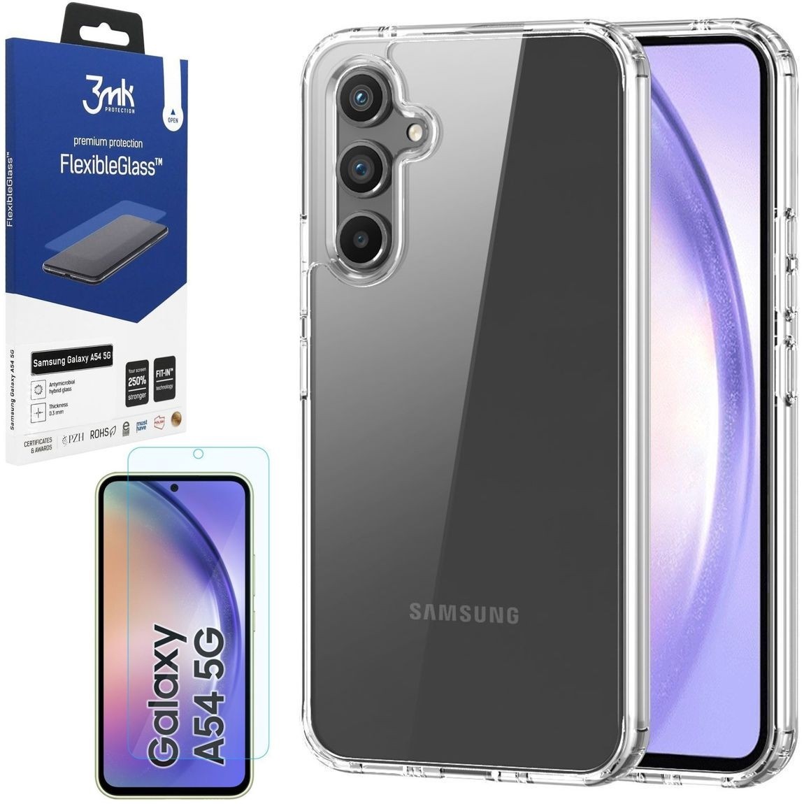 Etui DUX DUCIS Clin Case | Bezbarwne + SZKŁO 3mk do Samsung Galaxy A54 5G