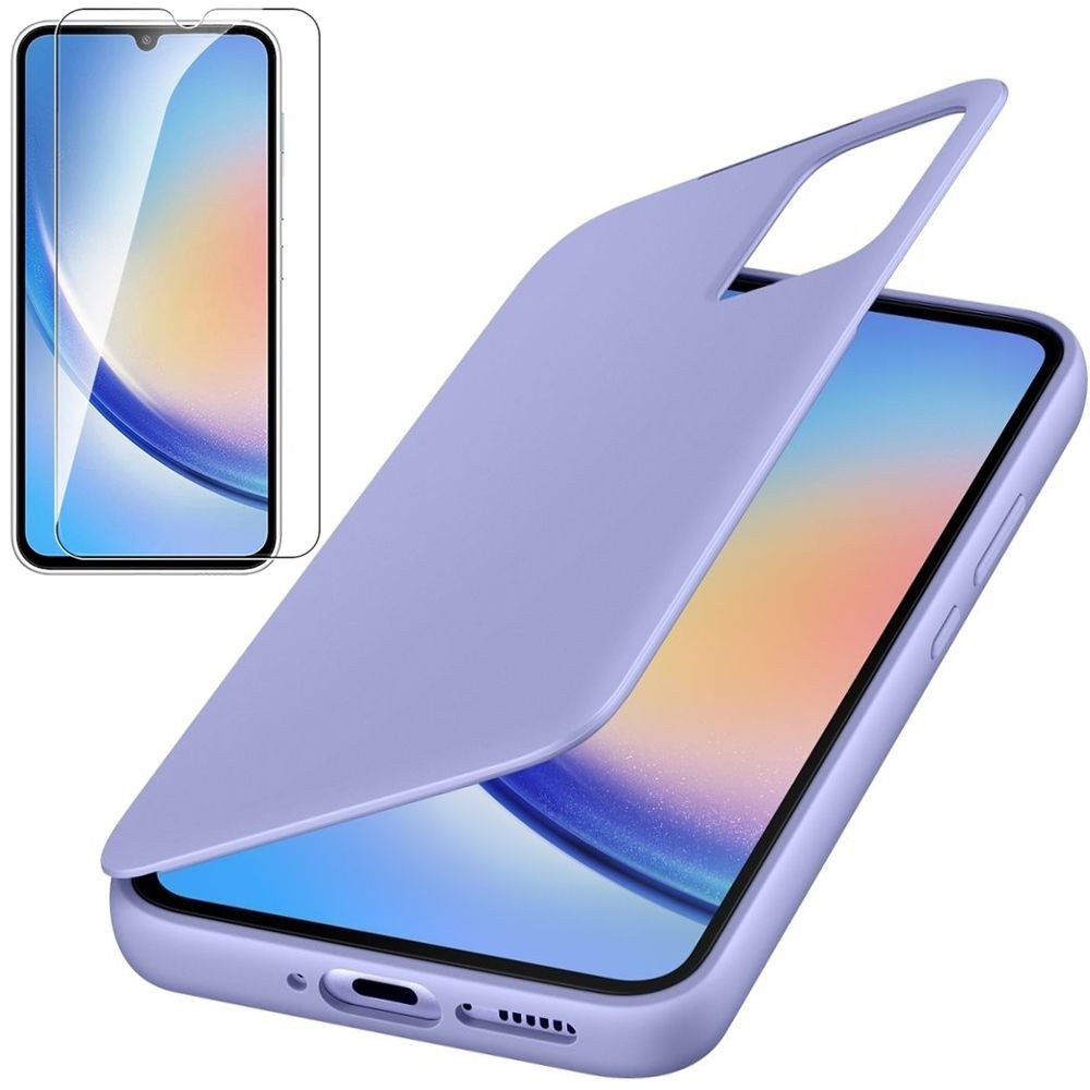 Oryginalne Etui Smart View Wallet Case | Fioletowe + SZKŁO do Samsung Galaxy A34 5G