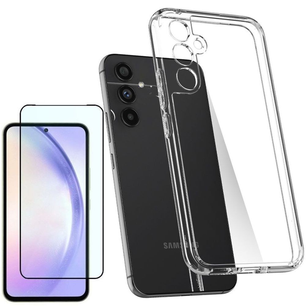 Etui SPIGEN Ultra Hybrid | Crystal Clear + SZKŁO 5D do Samsung Galaxy A54 5G