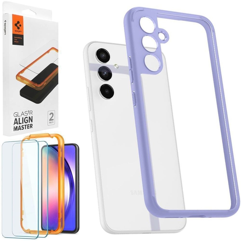 Etui SPIGEN Ultra Hybrid | Awesome Violet + 2x SZKŁO Spigen do Samsung Galaxy A54 5G