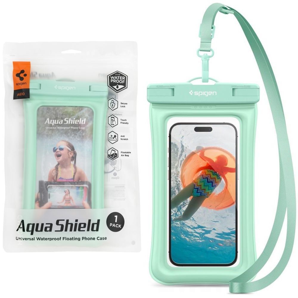 Spigen Aqua Shield A610 | Pływające Wodoszczelne Etui IPX8 | do 6.9" | Miętowe