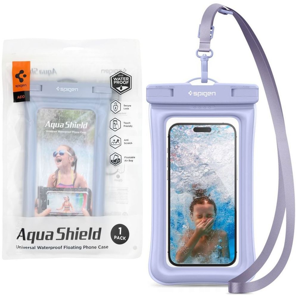 Spigen Aqua Shield A610 | Pływające Wodoszczelne Etui IPX8 | do 6.9" | Fioletowe