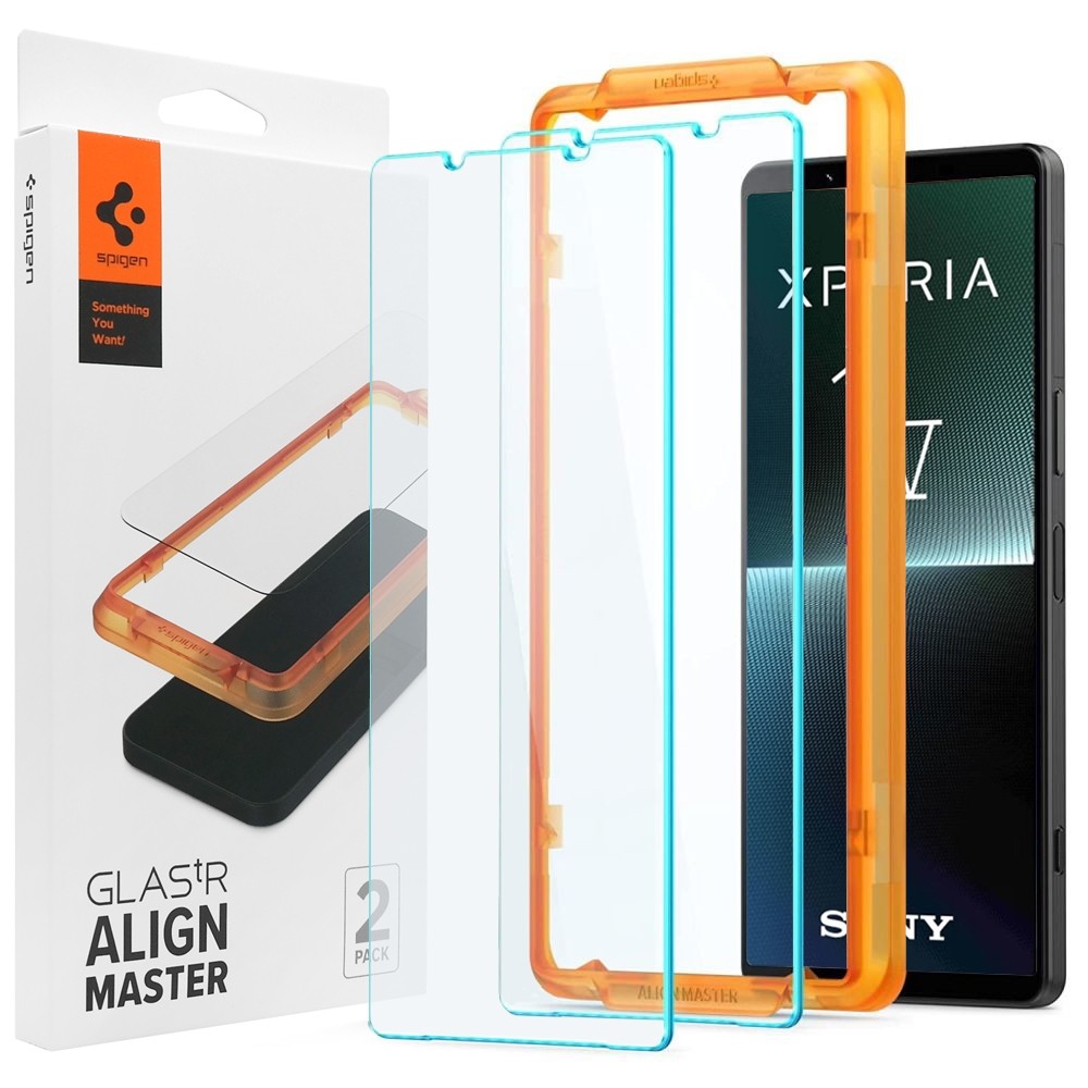 Szkło Hartowane SPIGEN GLAS.tR Align Master | 2szt + Ramka Instalacyjna do Sony Xperia 1 V