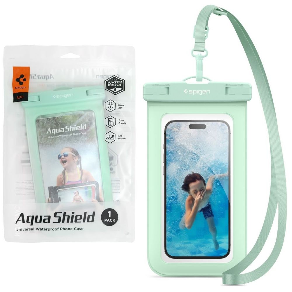 Spigen Aqua Shield A601 | Wodoszczelne Etui IPX8 | do 6.9" | Miętowe