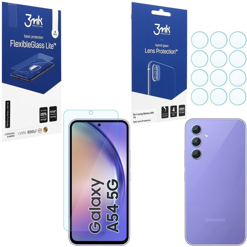 SZKŁO 3mk FG Lite + 4x Lens Protection do Samsung Galaxy A54 5G