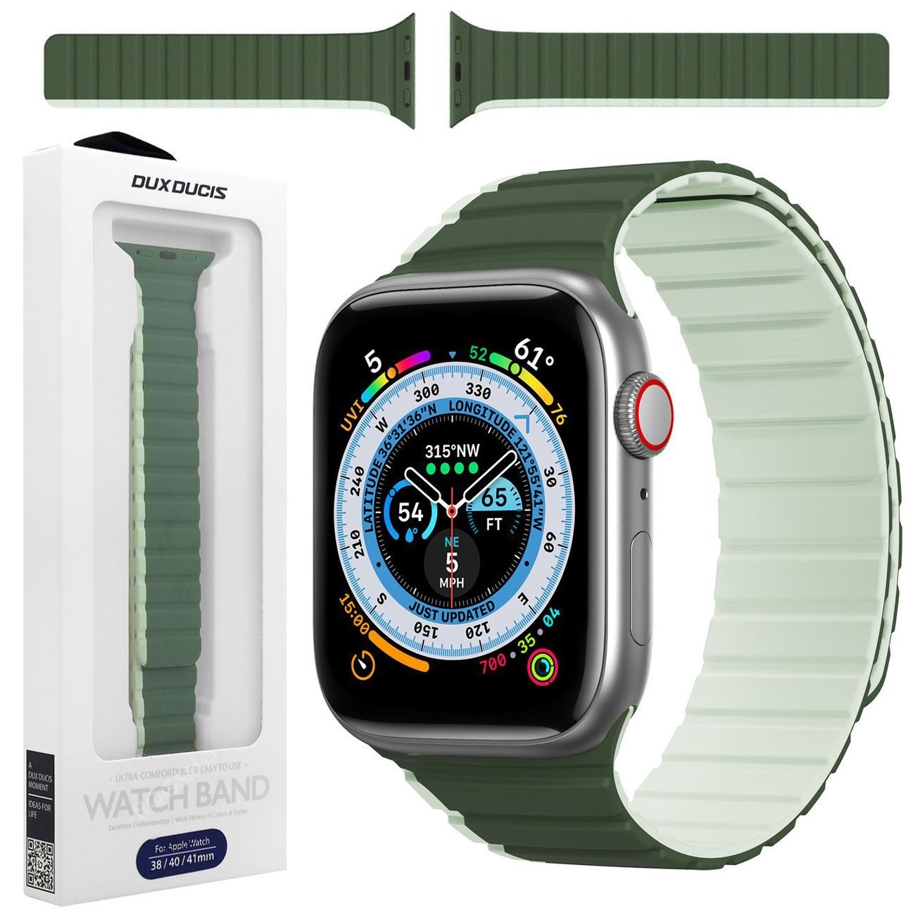 Dux Ducis | Magnetyczny Pasek Silikonowy | Green do Apple Watch 9/8 41mm