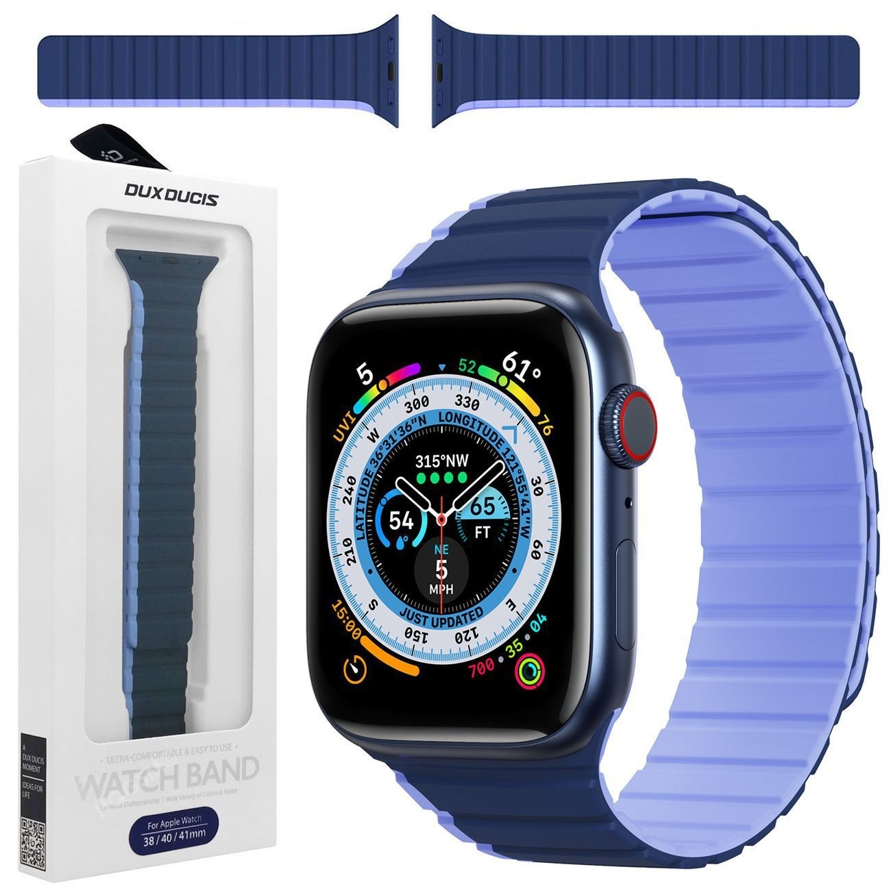 Dux Ducis | Magnetyczny Pasek Silikonowy | Blue do Apple Watch 9/8 41mm