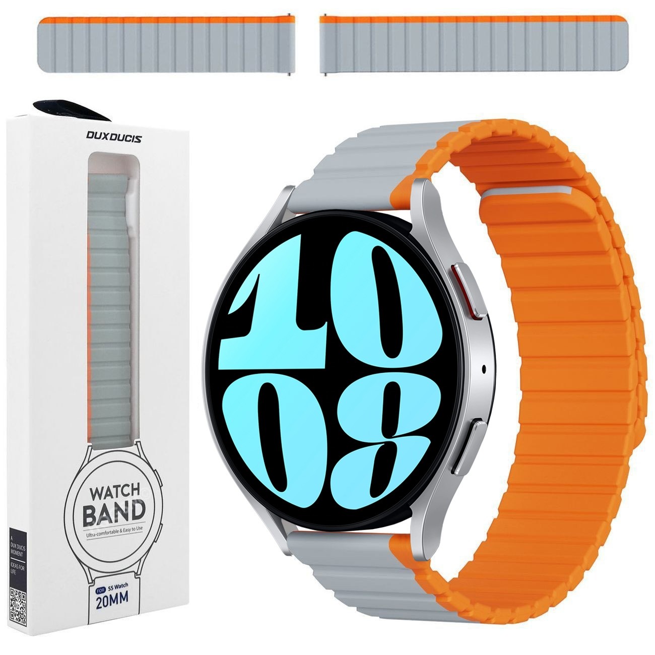 Dux Ducis | Magnetyczny Pasek Silikonowy | Grey Orange do Samsung Galaxy Watch 6 40/44mm
