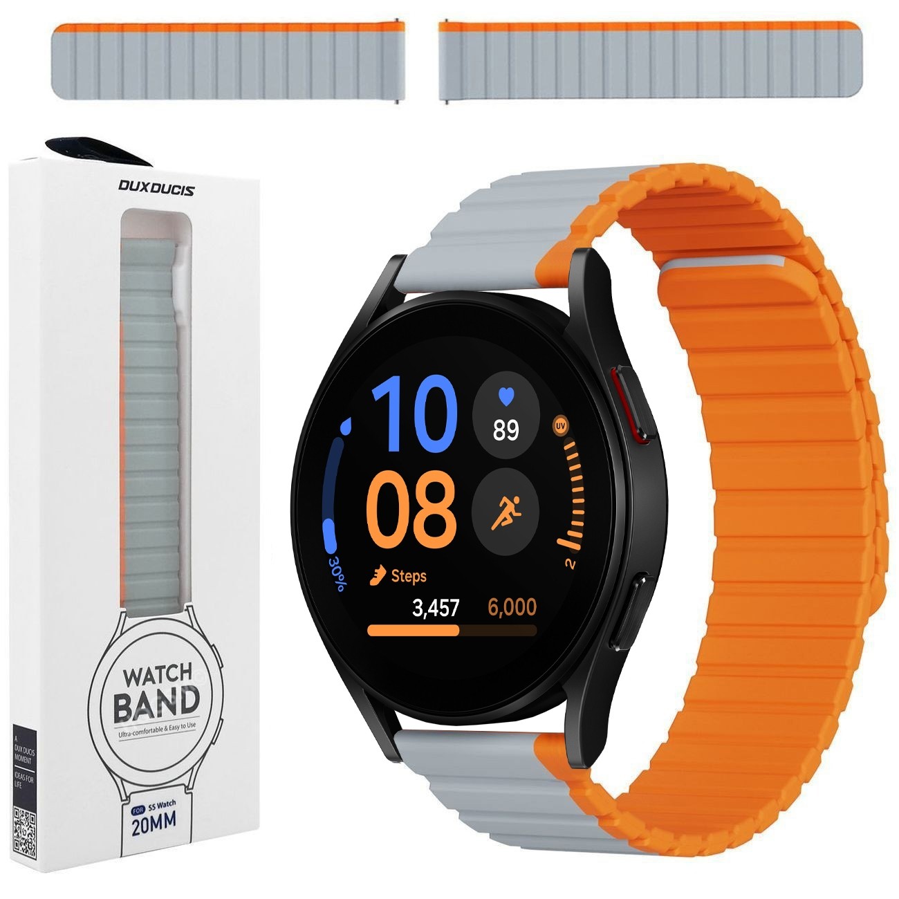 Dux Ducis | Magnetyczny Pasek Silikonowy | Grey Orange do Samsung Galaxy Watch FE