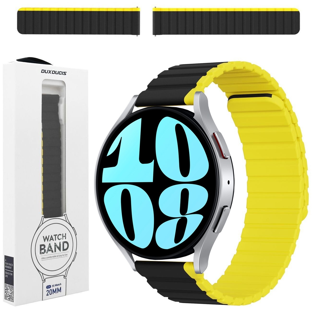 Dux Ducis | Magnetyczny Pasek Silikonowy | Black Yellow do Samsung Galaxy Watch 6 40/44mm