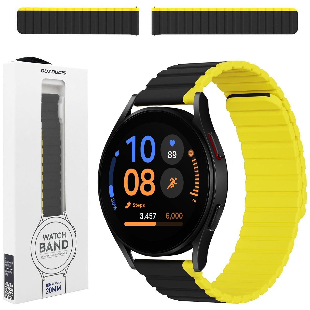 Dux Ducis | Magnetyczny Pasek Silikonowy | Black Yellow do Samsung Galaxy Watch FE