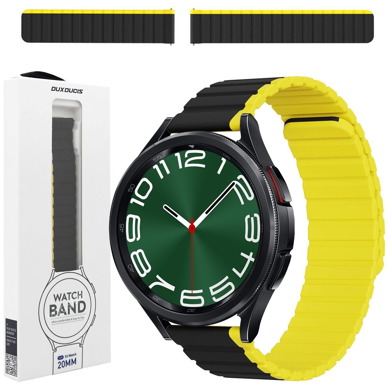 Dux Ducis | Magnetyczny Pasek Silikonowy | Black Yellow do Samsung Galaxy Watch 6 Classic 43/47mm