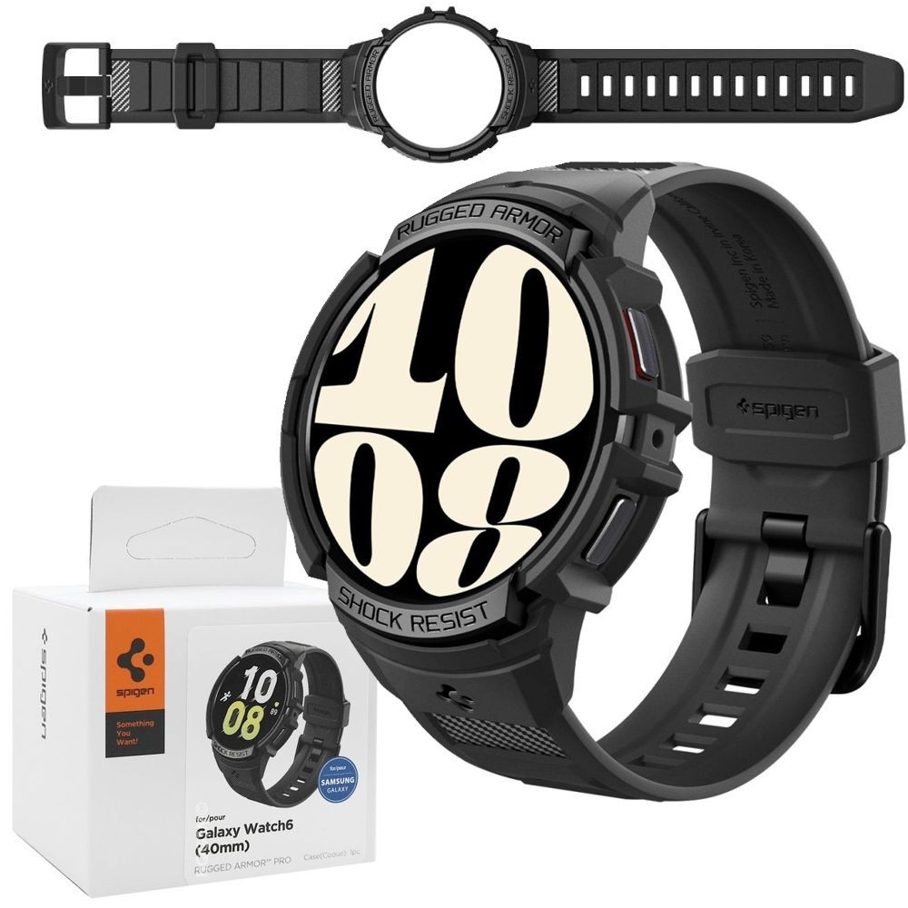 Etui + Pasek SPIGEN Rugged Armor PRO | Black do Samsung Galaxy Watch 6 40mm
