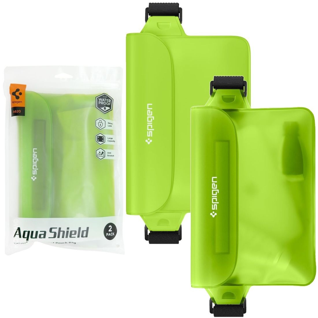 Spigen Aqua Shield A620 | Wodoszczelna Nerka Etui Saszetka IPX8 | Zielona | 2 sztuki